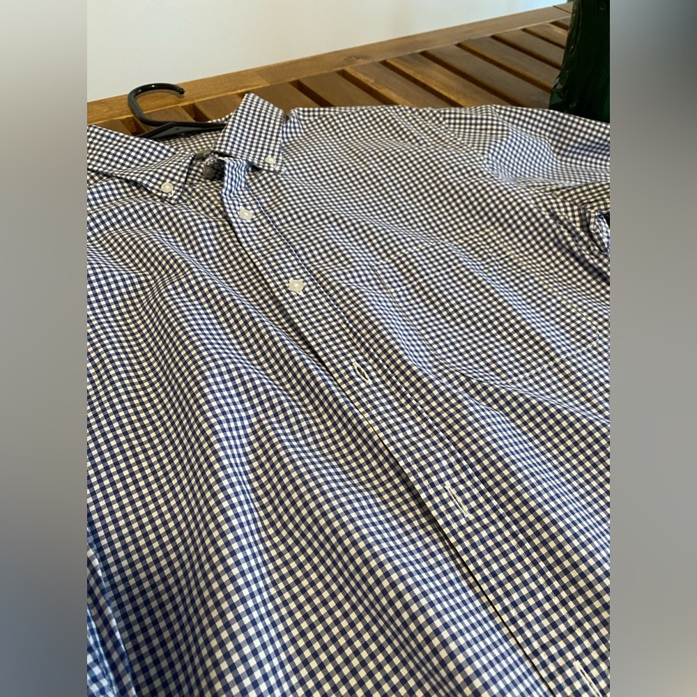 Small checks blue dress shirt, UNIQLO